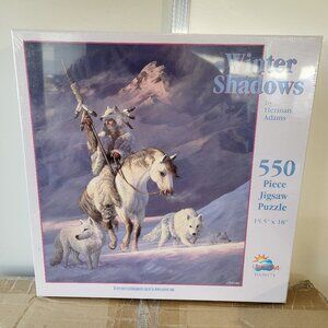 Sunsout 550 Pc 15.5x18 Puzzle Winter Shadows Native American Horse Wolves NEW!